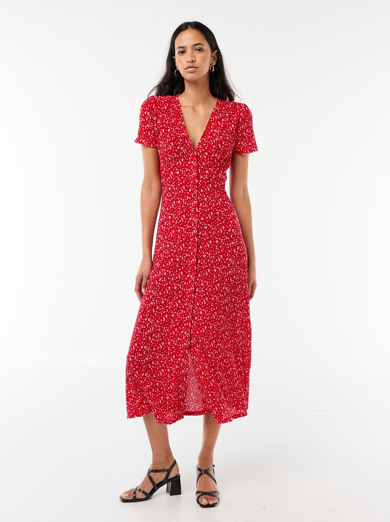 Vestido largo estampado all-over fino Rojo - Kiabi