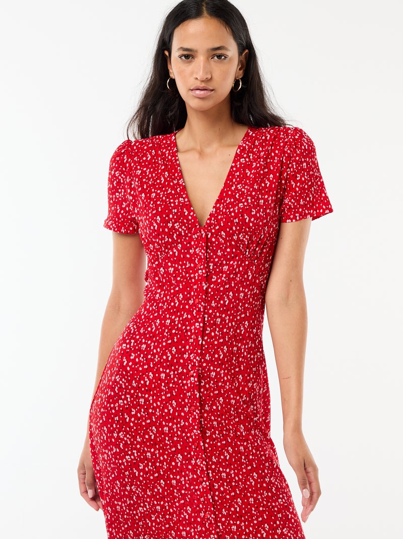 Vestido largo estampado all-over fino Rojo - Kiabi