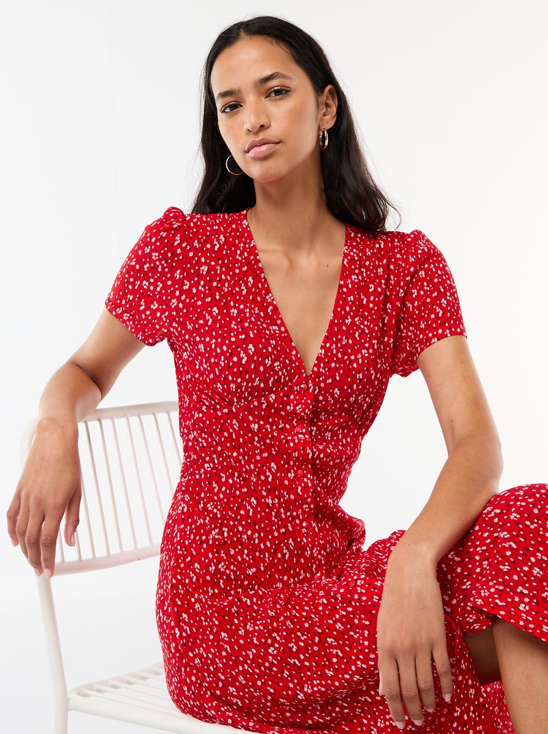 Vestido largo estampado all-over fino Rojo - Kiabi