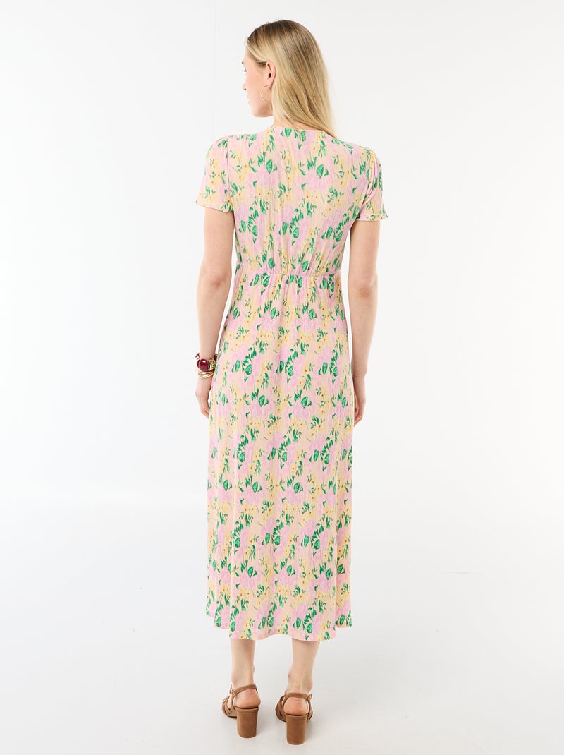 Vestido largo estampado all-over fino Rosa - Kiabi