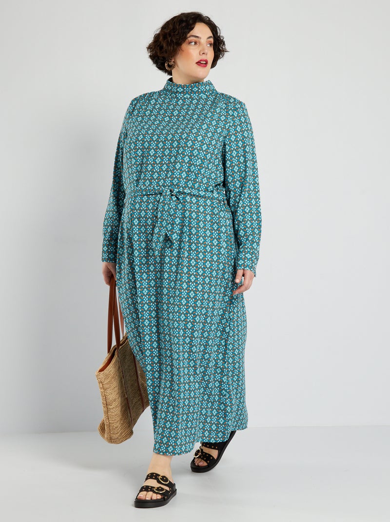 Vestido largo estampado AZUL - Kiabi