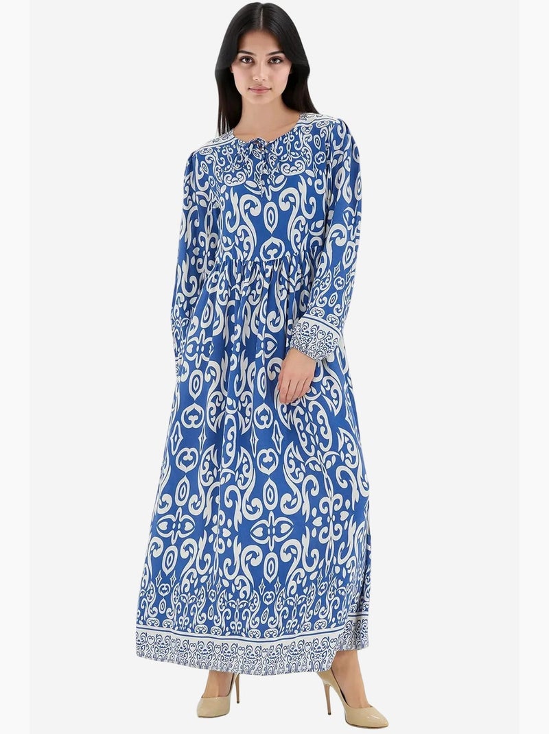Vestido largo estampado bdart Azul cobalto - Kiabi
