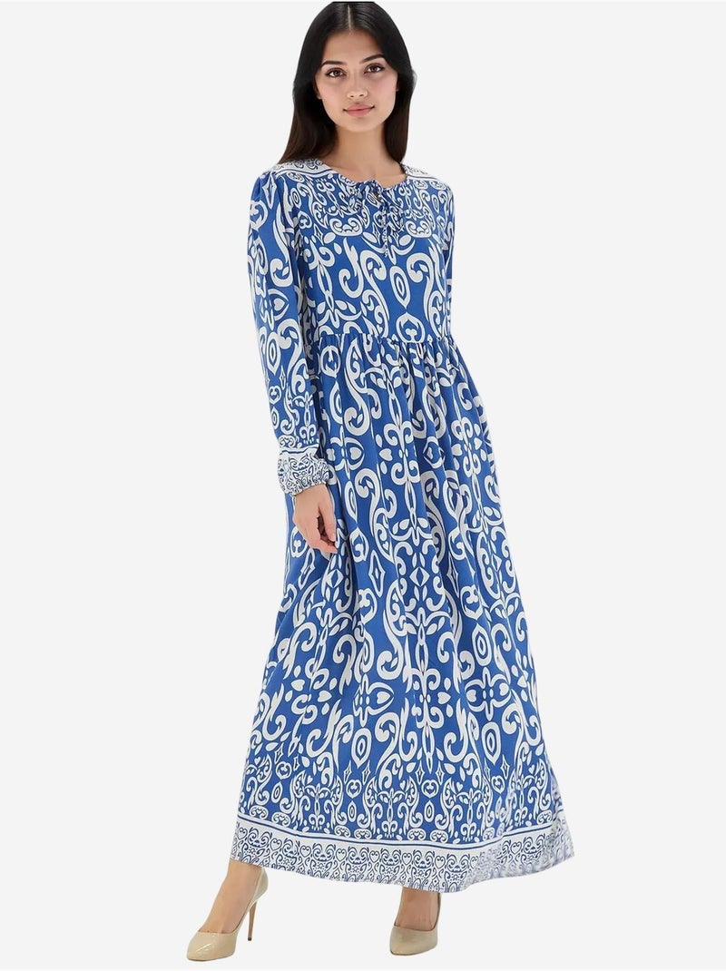 Vestido largo estampado bdart Azul cobalto - Kiabi