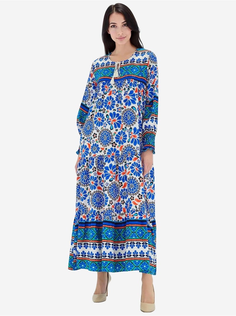 Vestido largo estampado bdart Azul zafiro - Kiabi