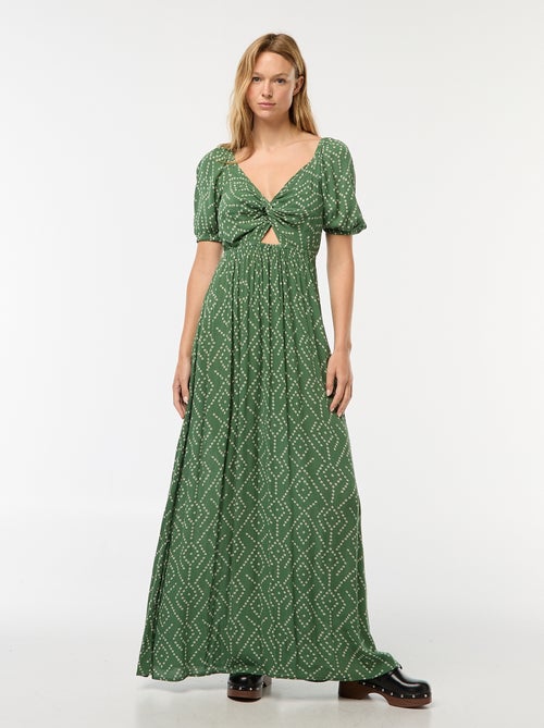 Vestido largo estampado con aberturas - Kiabi