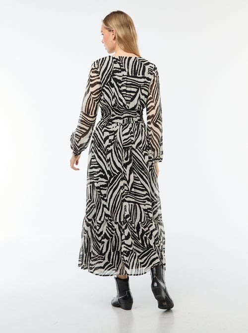 Vestido largo estampado con base con volantes - Kiabi