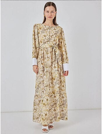 Vestido largo estampado con cierre de botones bdart
