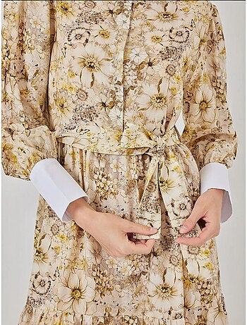 Vestido largo estampado con cierre de botones bdart