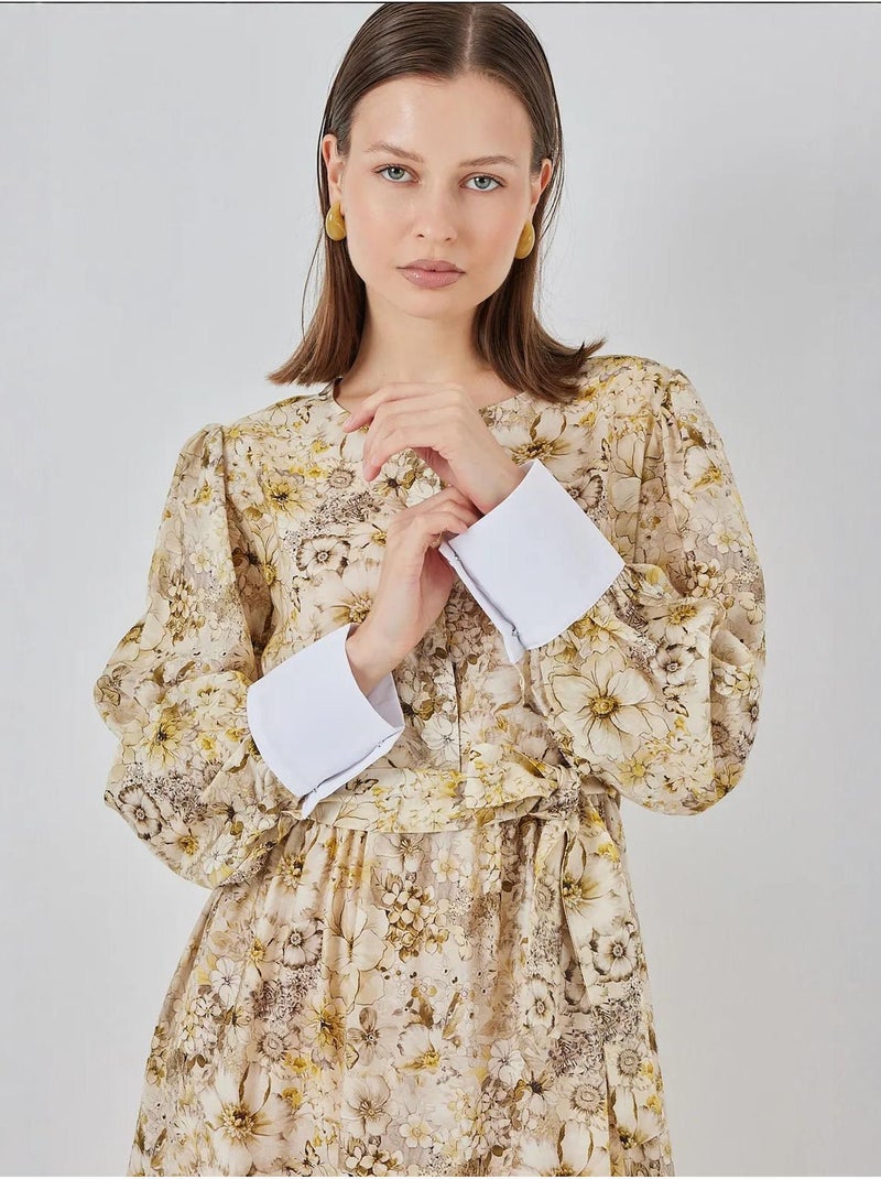 Vestido largo estampado con cierre de botones bdart Amarillo limón - Kiabi