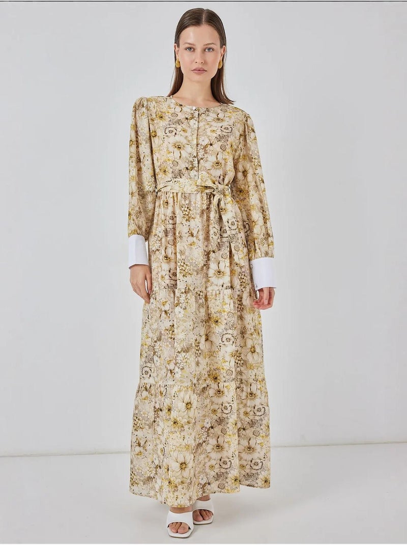 Vestido largo estampado con cierre de botones bdart Amarillo limón - Kiabi
