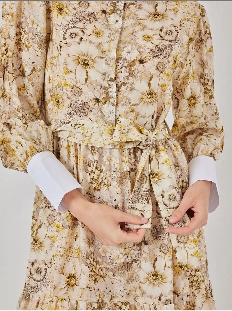 Vestido largo estampado con cierre de botones bdart Amarillo limón - Kiabi