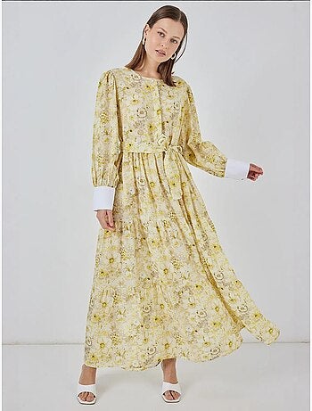Vestido largo estampado con cierre de botones bdart
