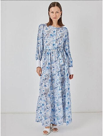 Vestido largo estampado con cierre de botones bdart