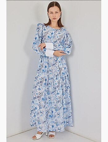 Vestido largo estampado con cierre de botones bdart