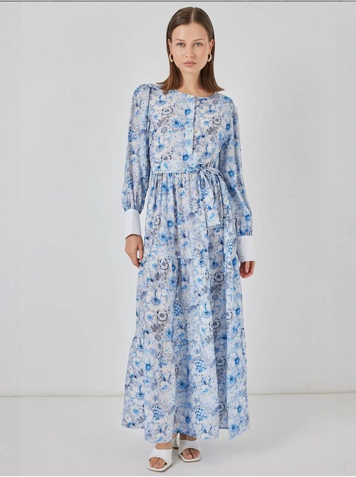 Vestido largo estampado con cierre de botones bdart - Kiabi