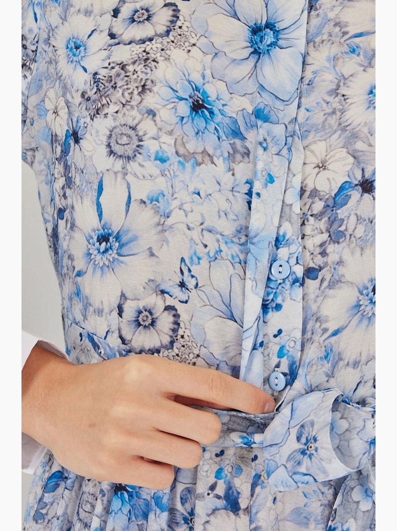 Vestido largo estampado con cierre de botones bdart Azul claro - Kiabi