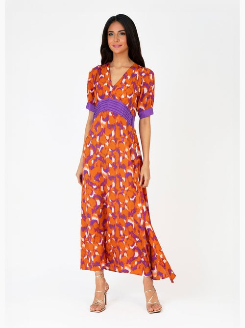 Vestido largo estampado con cintura plisada - AFIBEL - Kiabi Vestido largo estampado con cintura plisada - AFIBEL - Kiabi