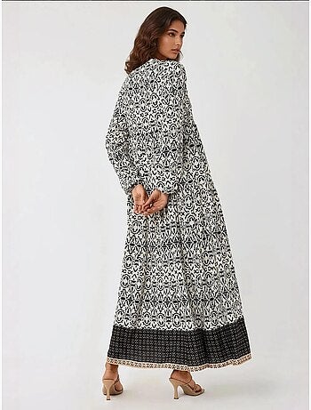 Vestido largo estampado con cuello camisero hiccup