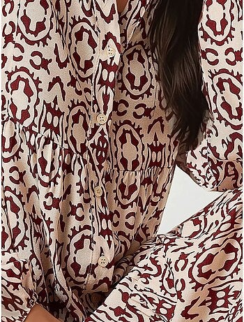 Vestido largo estampado con cuello camisero hiccup