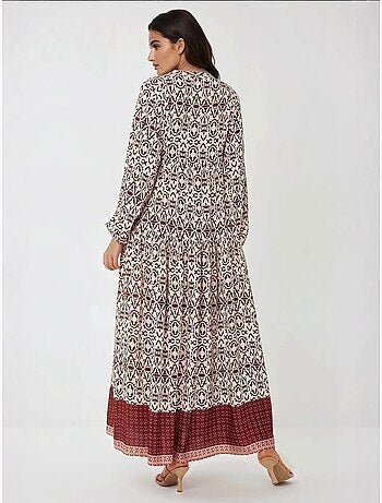 Vestido largo estampado con cuello camisero hiccup