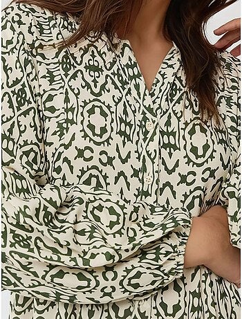 Vestido largo estampado con cuello camisero hiccup