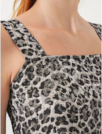 Vestido largo estampado con cuello cuadrado y cremallera bdart