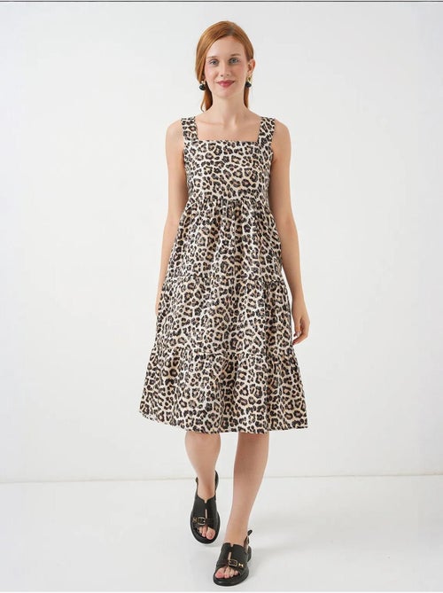 Vestido largo estampado con cuello cuadrado y cremallera bdart - Kiabi Vestido largo estampado con cuello cuadrado y cremallera bdart - Kiabi