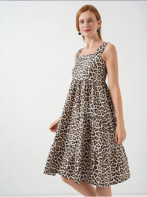 Vestido largo estampado con cuello cuadrado y cremallera bdart - Kiabi Vestido largo estampado con cuello cuadrado y cremallera bdart - Kiabi