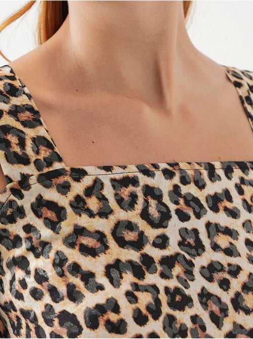 Vestido largo estampado con cuello cuadrado y cremallera bdart - Kiabi Vestido largo estampado con cuello cuadrado y cremallera bdart - Kiabi