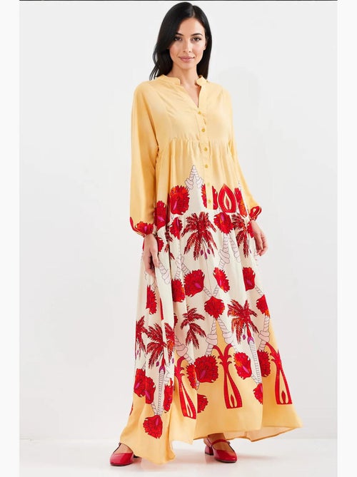 Vestido largo estampado con cuello de pico bdart - Kiabi