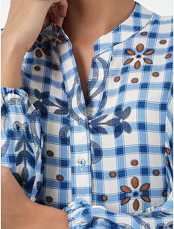 Vestido largo estampado con cuello de pico bdart