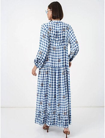 Vestido largo estampado con cuello de pico bdart