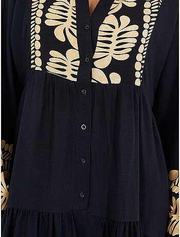 Vestido largo estampado con cuello de pico bdart