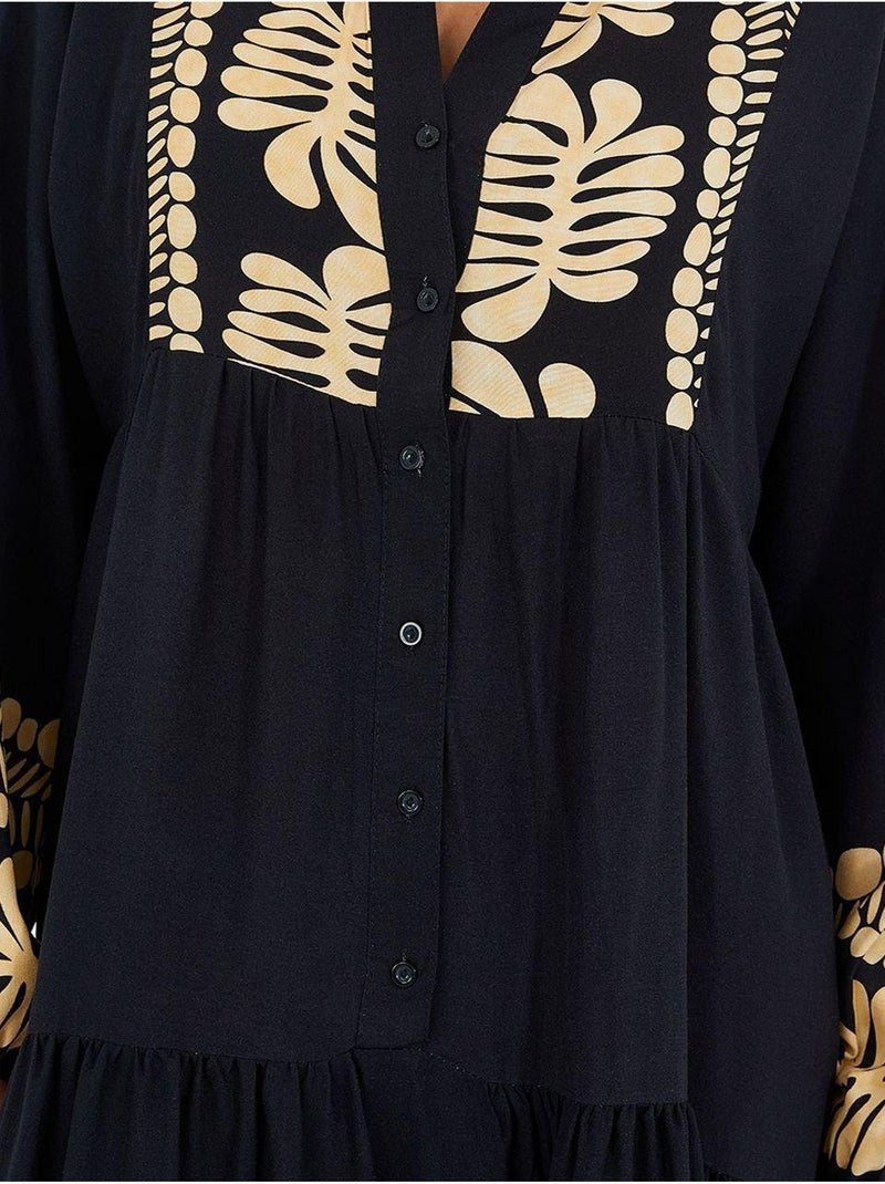 Vestido largo estampado con cuello de pico bdart Azul noche - Kiabi