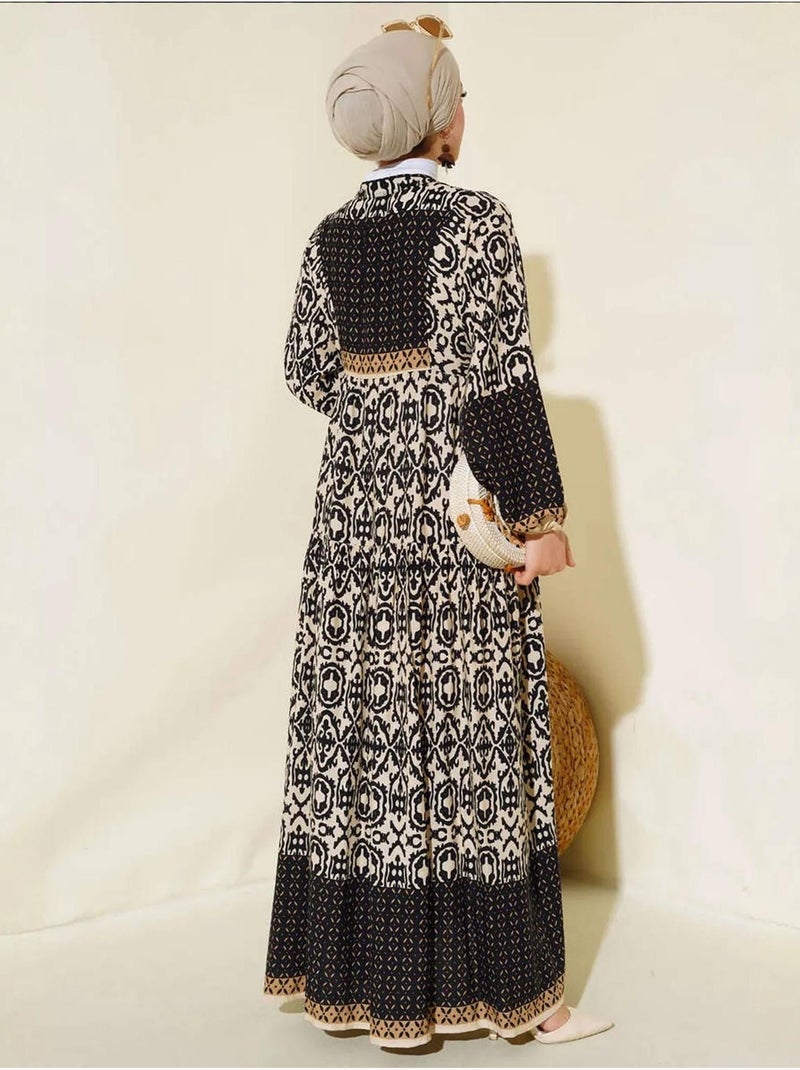 Vestido largo estampado con cuello de pico bdart Beige arcilla - Kiabi