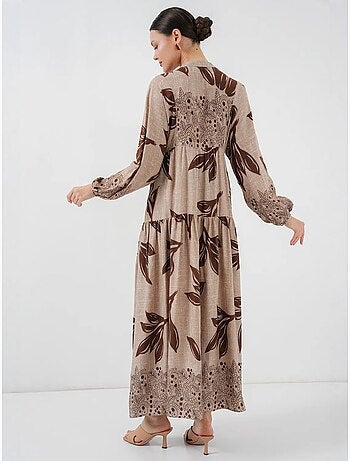 Vestido largo estampado con cuello de pico bdart