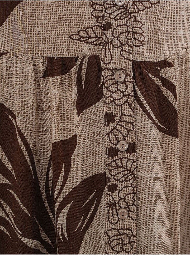 Vestido largo estampado con cuello de pico bdart Beige claro - Kiabi