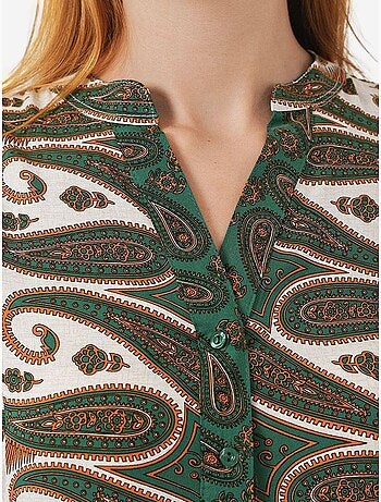 Vestido largo estampado con cuello de pico bdart