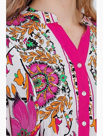 Vestido largo estampado con cuello de pico bdart