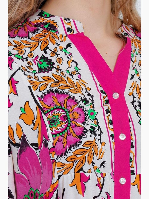Vestido largo estampado con cuello de pico bdart - Kiabi Vestido largo estampado con cuello de pico bdart - Kiabi