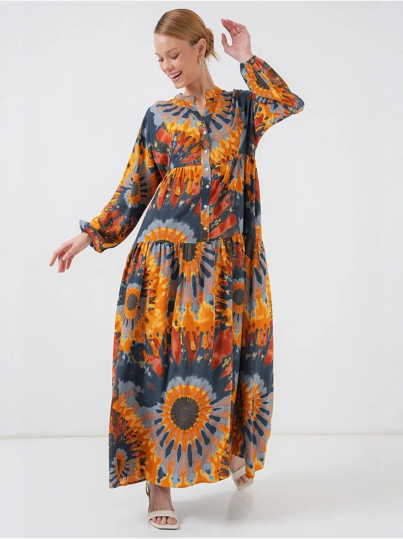 Vestido largo estampado con cuello de pico bdart Cobre - Kiabi