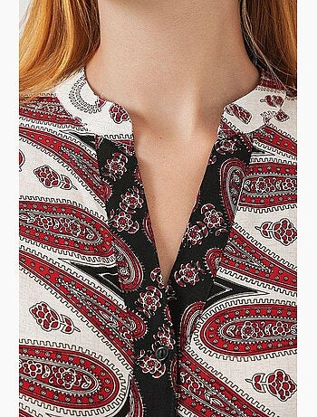 Vestido largo estampado con cuello de pico bdart