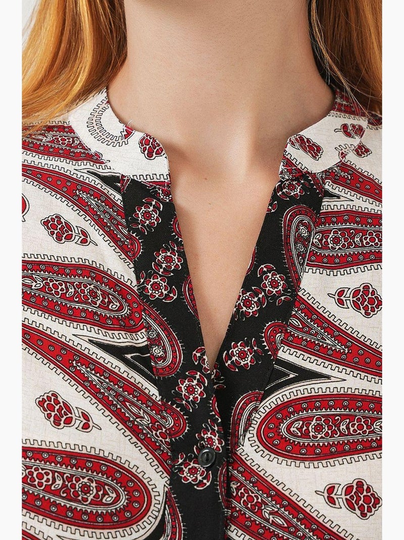 Vestido largo estampado con cuello de pico bdart Crudo - Kiabi