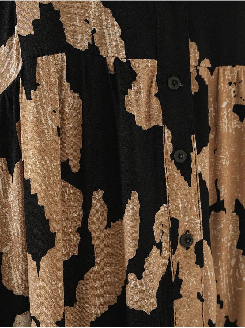 Vestido largo estampado con cuello de pico bdart Greige - Kiabi