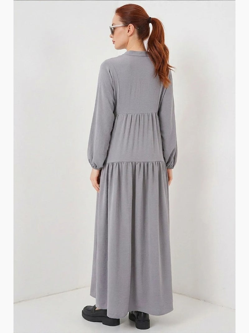 Vestido largo estampado con cuello de pico bdart Gris - Kiabi
