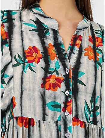 Vestido largo estampado con cuello de pico bdart