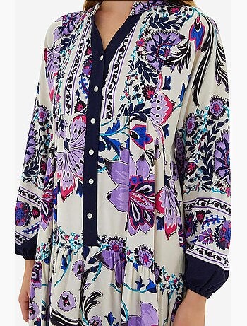 Vestido largo estampado con cuello de pico bdart