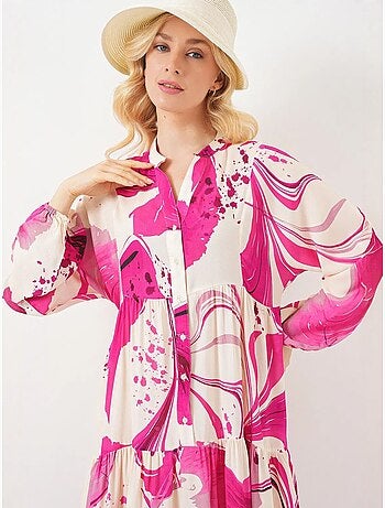 Vestido largo estampado con cuello de pico bdart