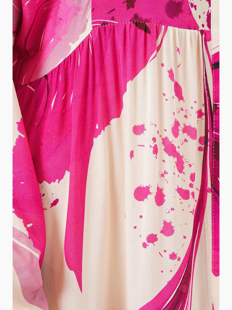 Vestido largo estampado con cuello de pico bdart Magenta - Kiabi