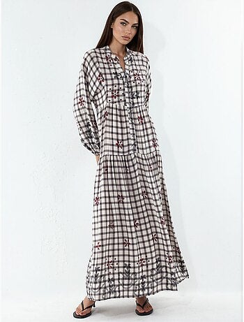 Vestido largo estampado con cuello de pico bdart